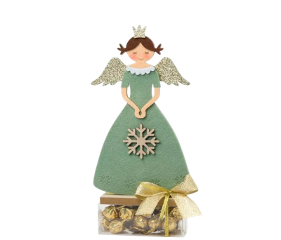 angelita con alas con crocantis de chocolate como regalo de navidad